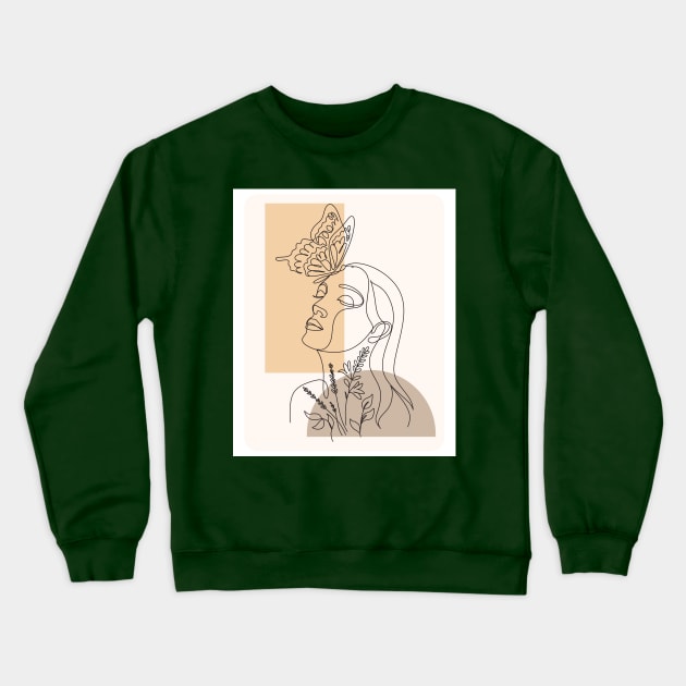 Abstract Face Line Art Crewneck Sweatshirt by yesorno